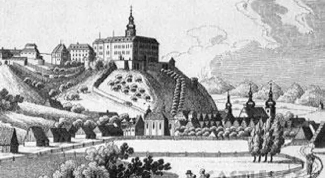 Zámek Náchod v první třetině 19. století, neznámý autor Zámek Náchod v první třetině 19. století, neznámý autor